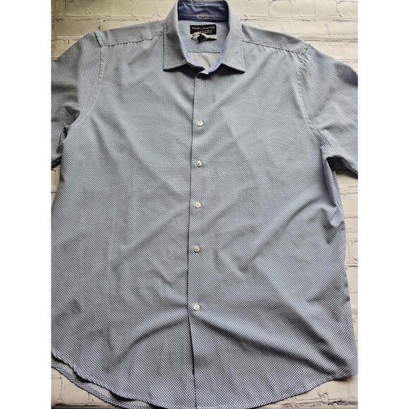 Report Collection X4 Performance Stretch Men’s Dress Shirt XL 17 34/35 Blue Geom - Picture 6 of 11